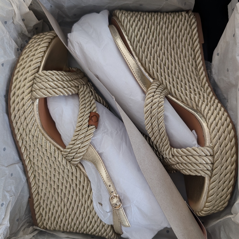 Kate Spade Gold Rope Wedges - Size 10 | Summer Party Wedding Beach Style - Picture 7 of 11